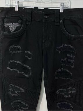 Rock Revival Men's Black Distressed Slim Jeans